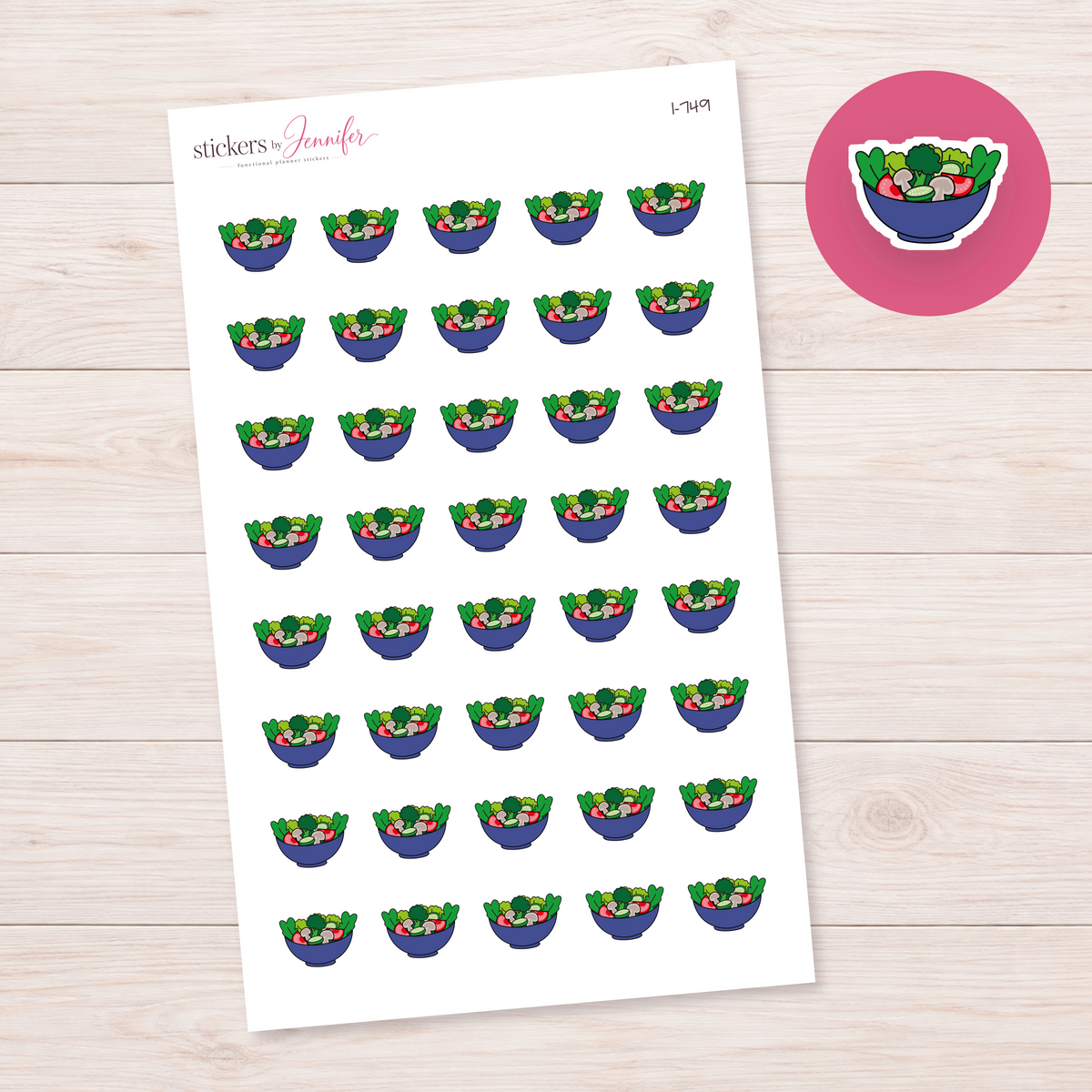 Blue Salad Bowl Planner Stickers | I-749