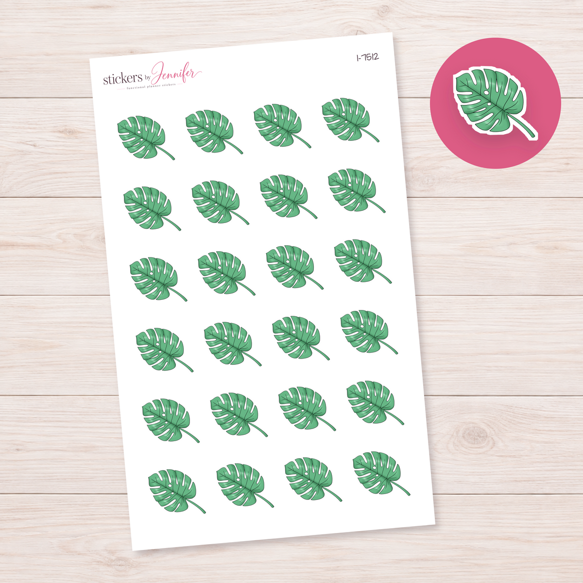 Green Monstera Leaf Planner Stickers | I-7512