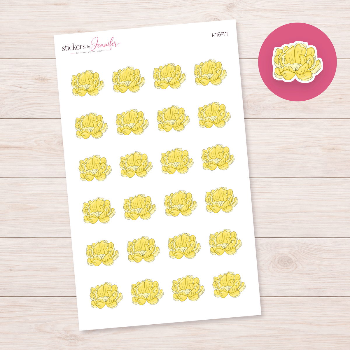 Yellow Ruffled Flower Planner Stickers | I-7597