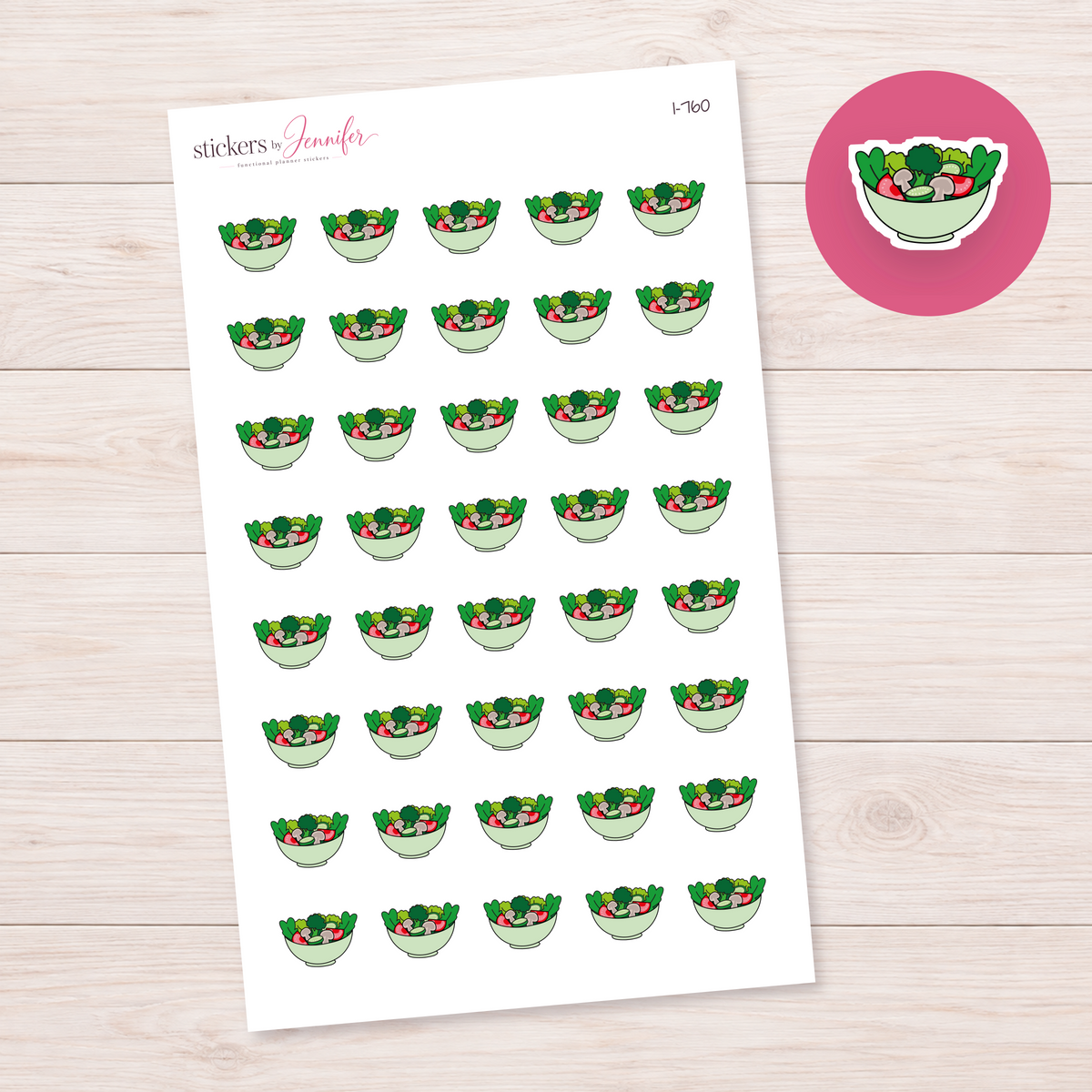 Mint Salad Bowl Planner Stickers | I-760