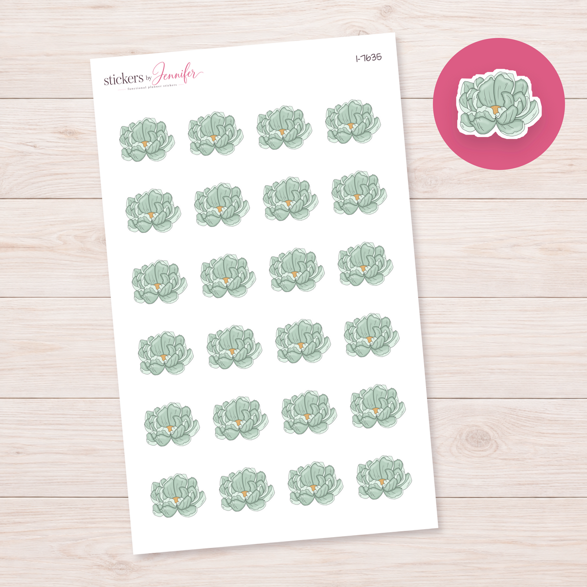 Open Sage Flower Planner Stickers | I-7635