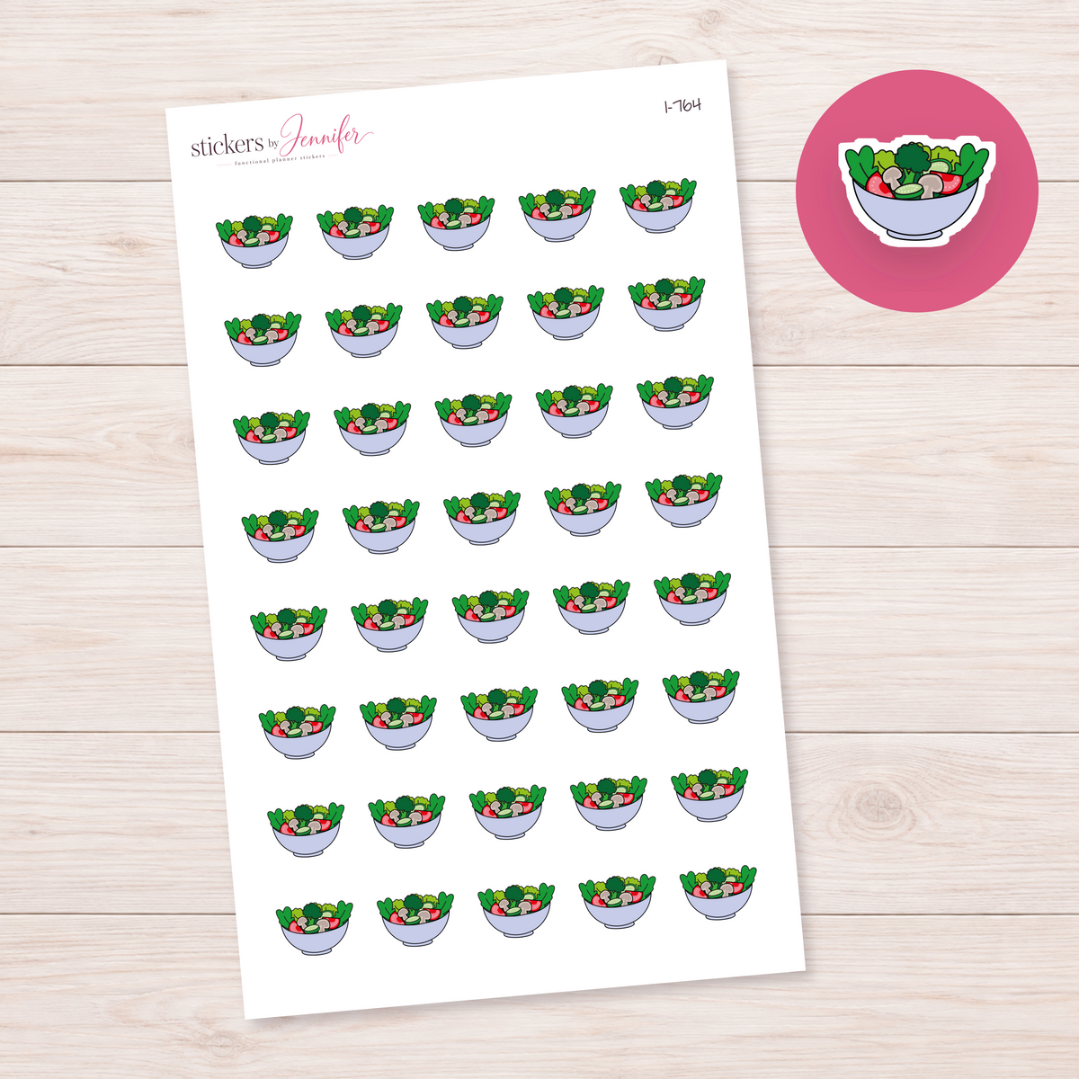 Periwinkle Salad Bowl Planner Stickers | I-764