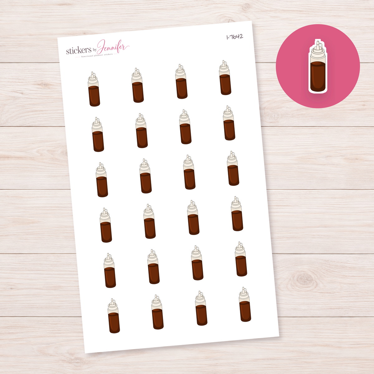 Dark Chocolate Sauce Bottle Planner Stickers | I-7642
