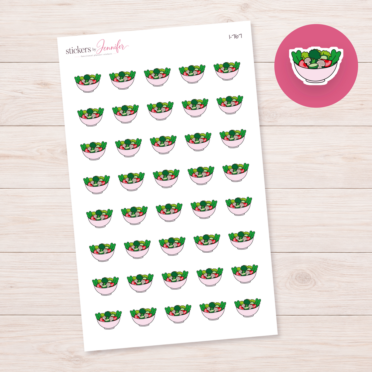 Pale Pink Salad Bowl Planner Stickers | I-767