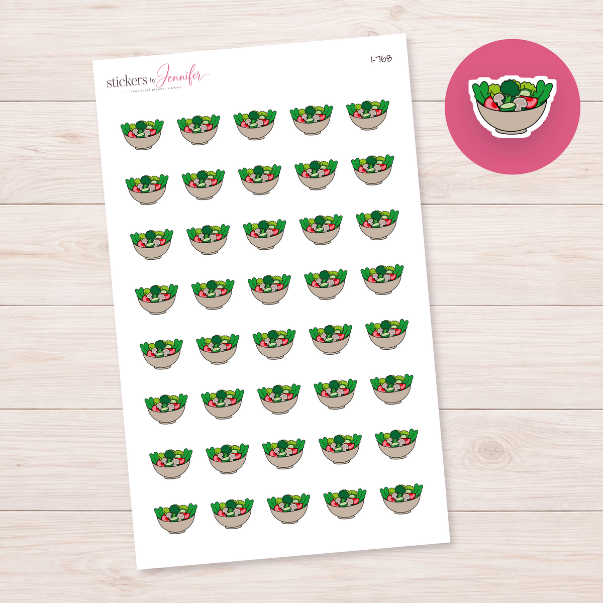 Taupe Salad Bowl Planner Stickers | I-768