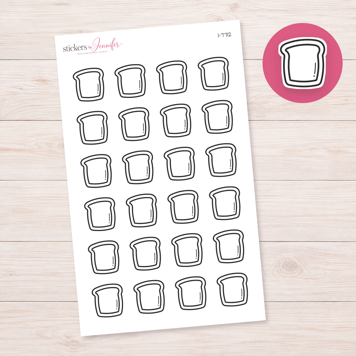 Outlined Bread Slice Planner Stickers | I-7712