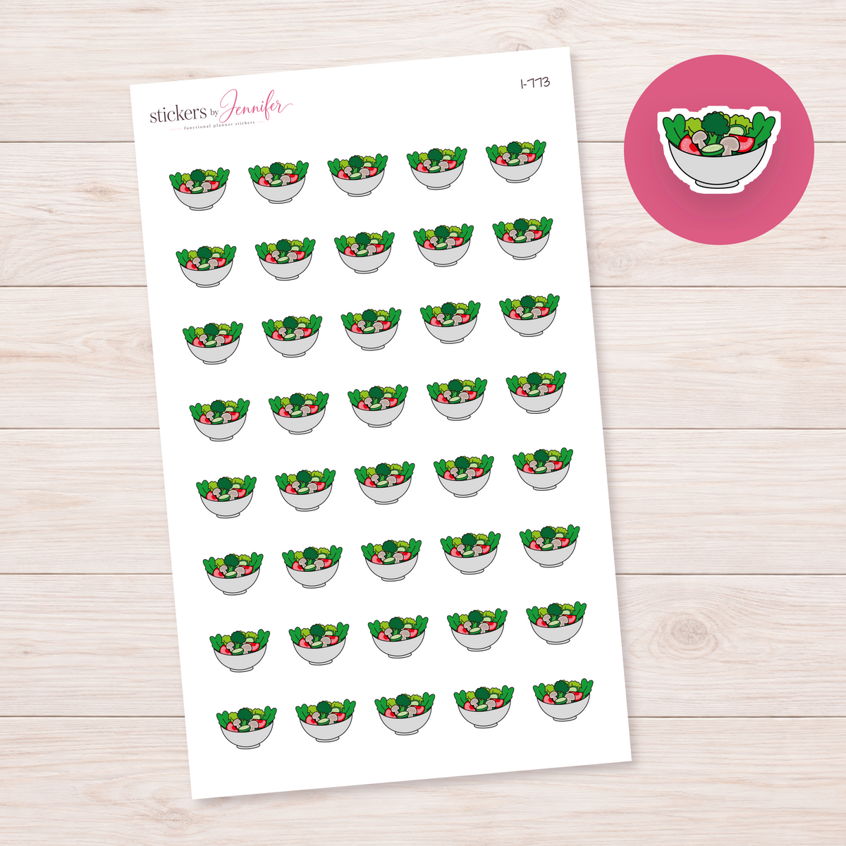 Gray Salad Bowl Planner Stickers | I-773