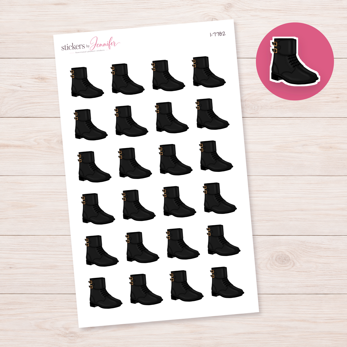 Black Buckle Ankle Boot Planner Stickers | I-7782