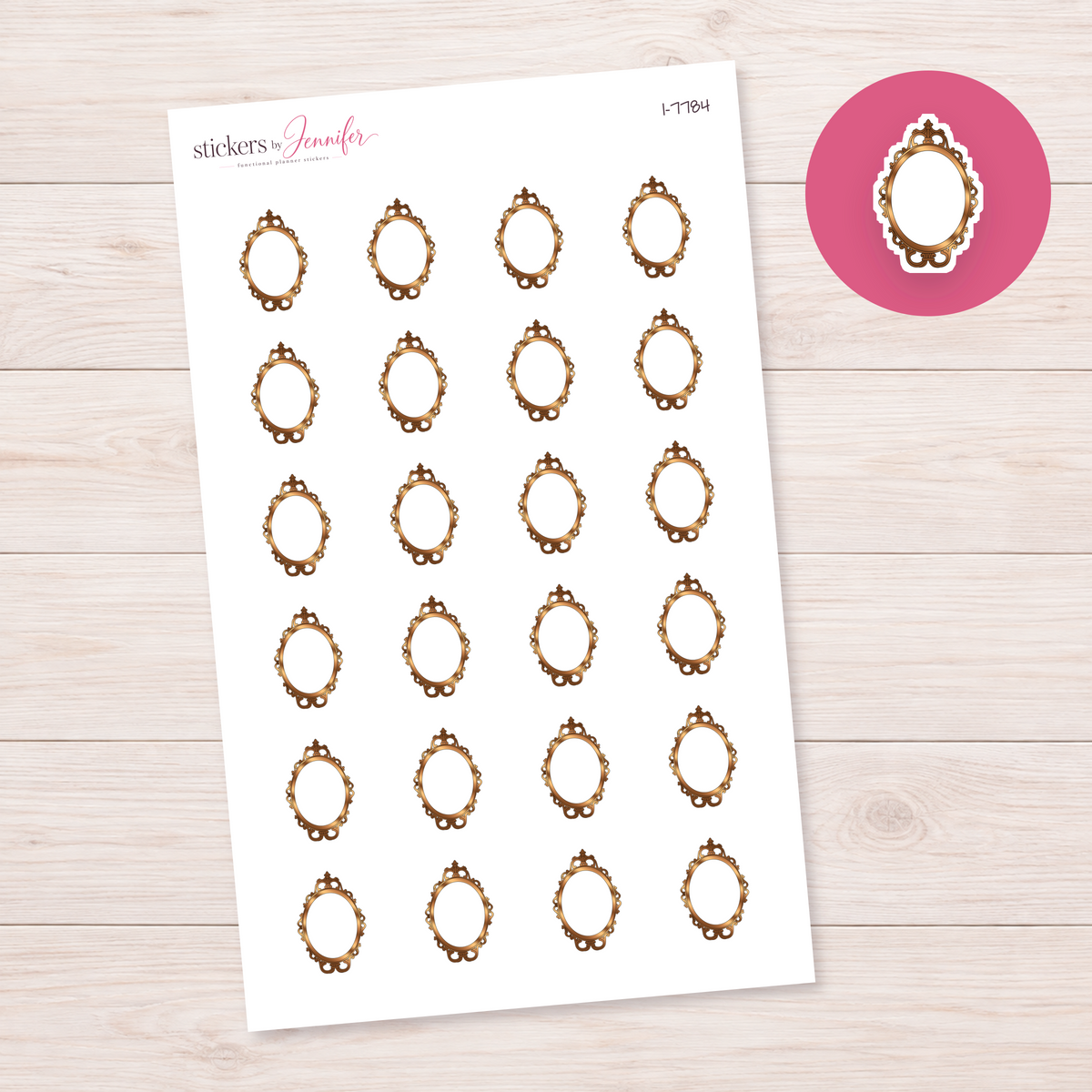 Ornate Gold-Colored Frame Planner Stickers | I-7784