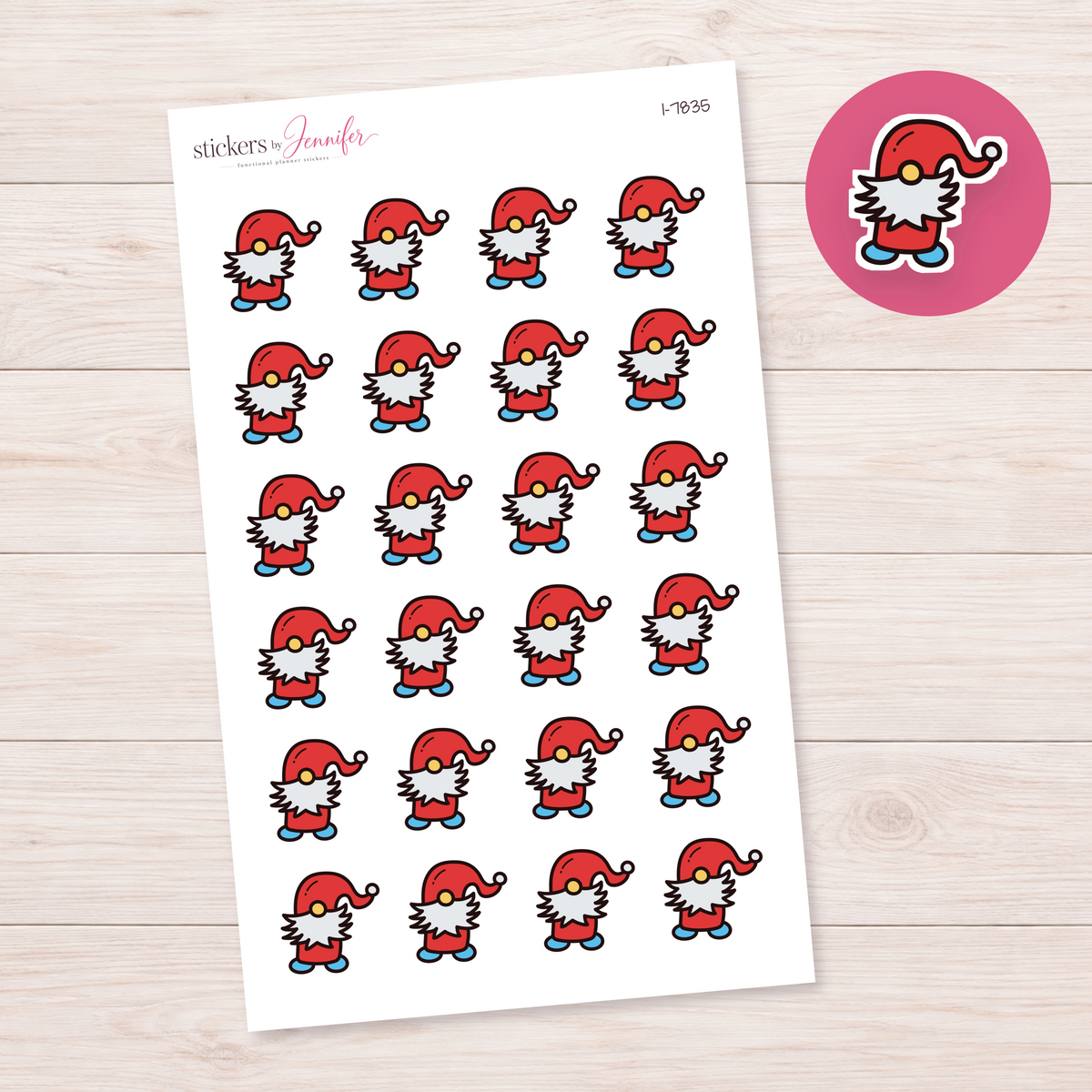 Red Christmas Gnome Planner Stickers | I-7835