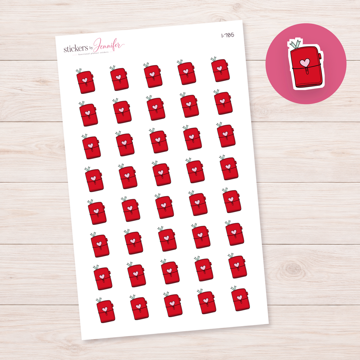 Red Travel Journal Planner Stickers | I-785