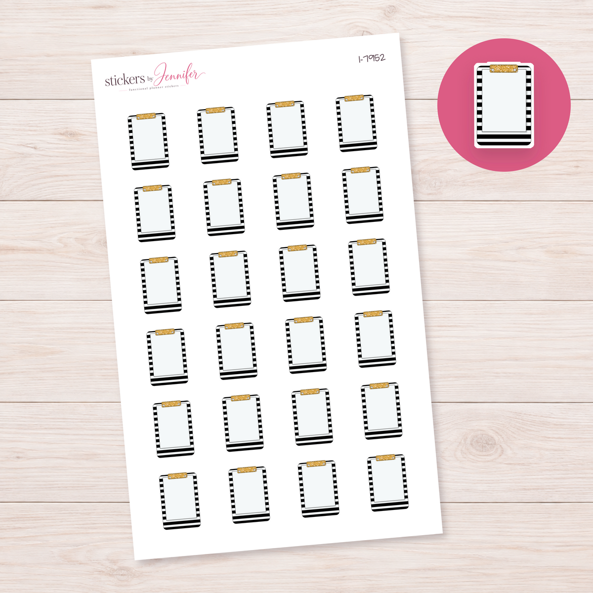 Striped Clipboard Planner Stickers | I-7952
