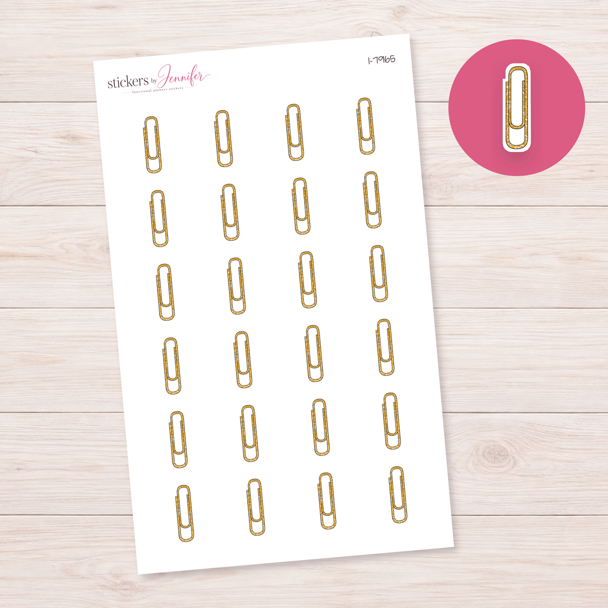 Golden Long Paper Clip Planner Stickers | I-7965