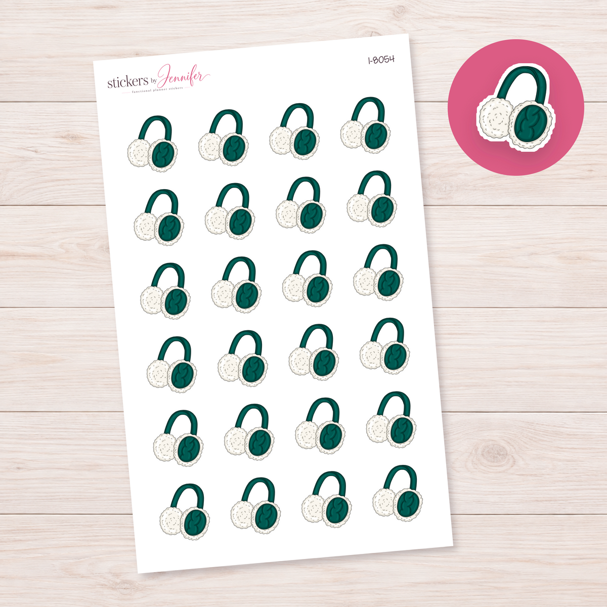 Green Knit Earmuffs Planner Stickers | I-8054
