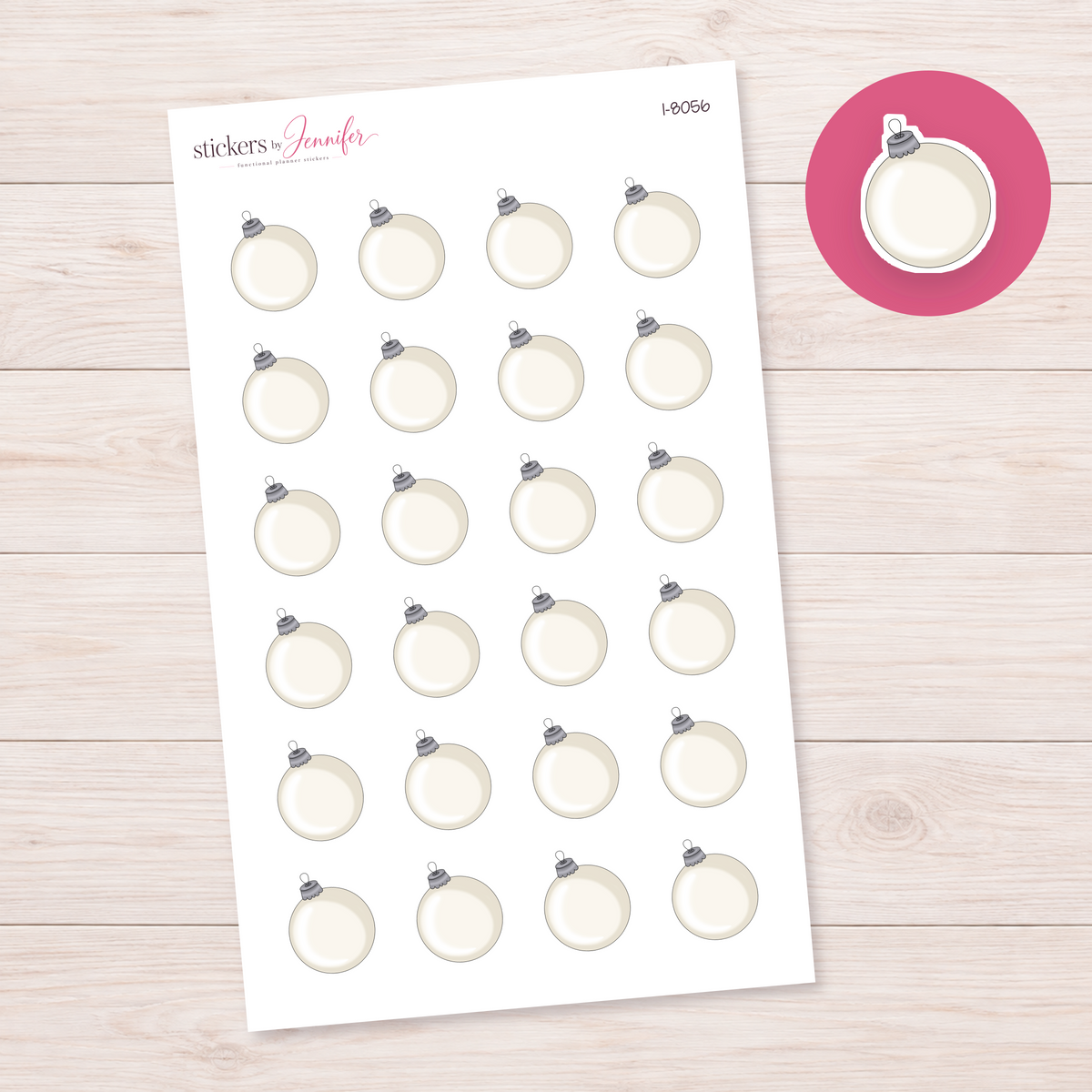 Cream Christmas Bauble Planner Stickers | I-8056