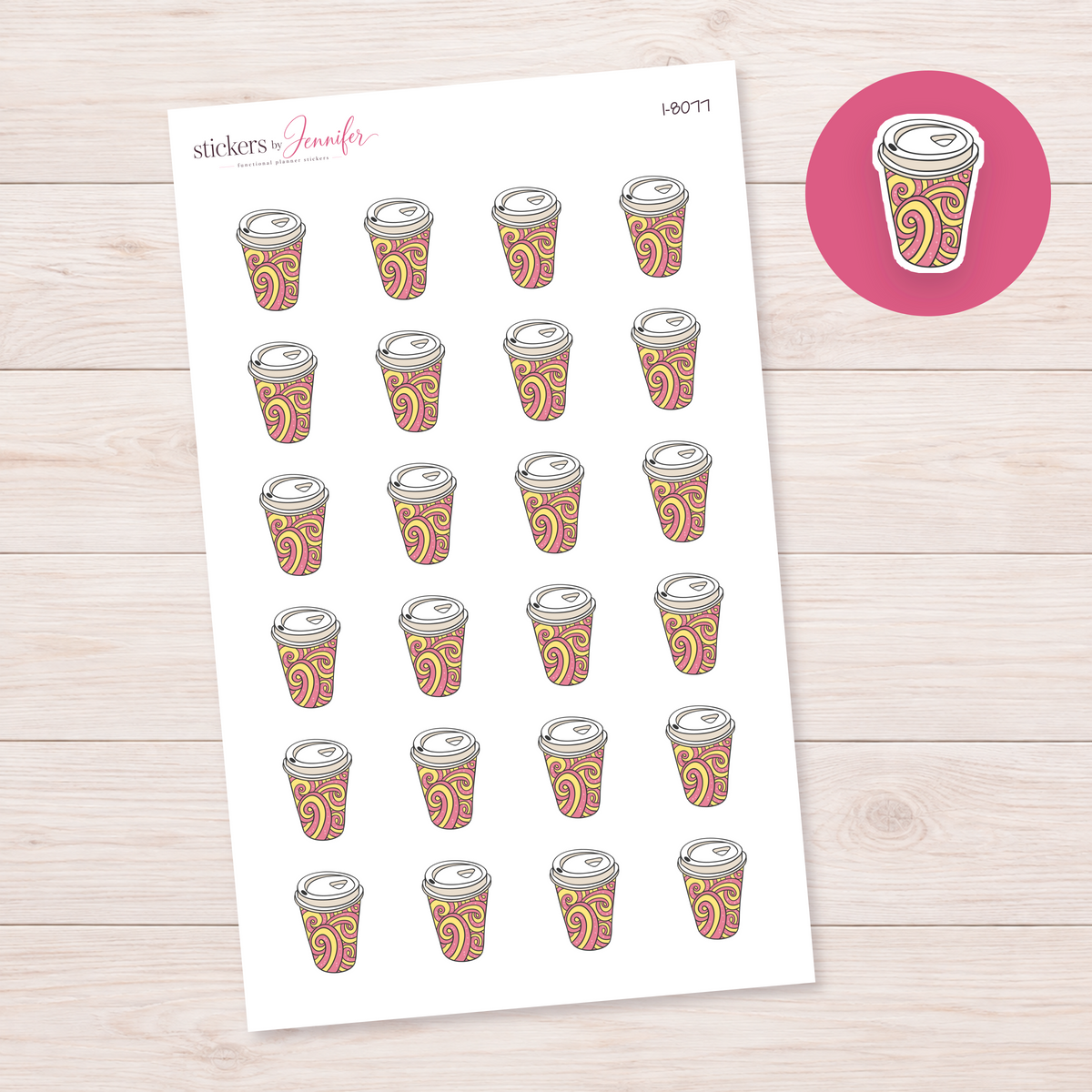 Swirly Takeaway Cup Planner Stickers | I-8077