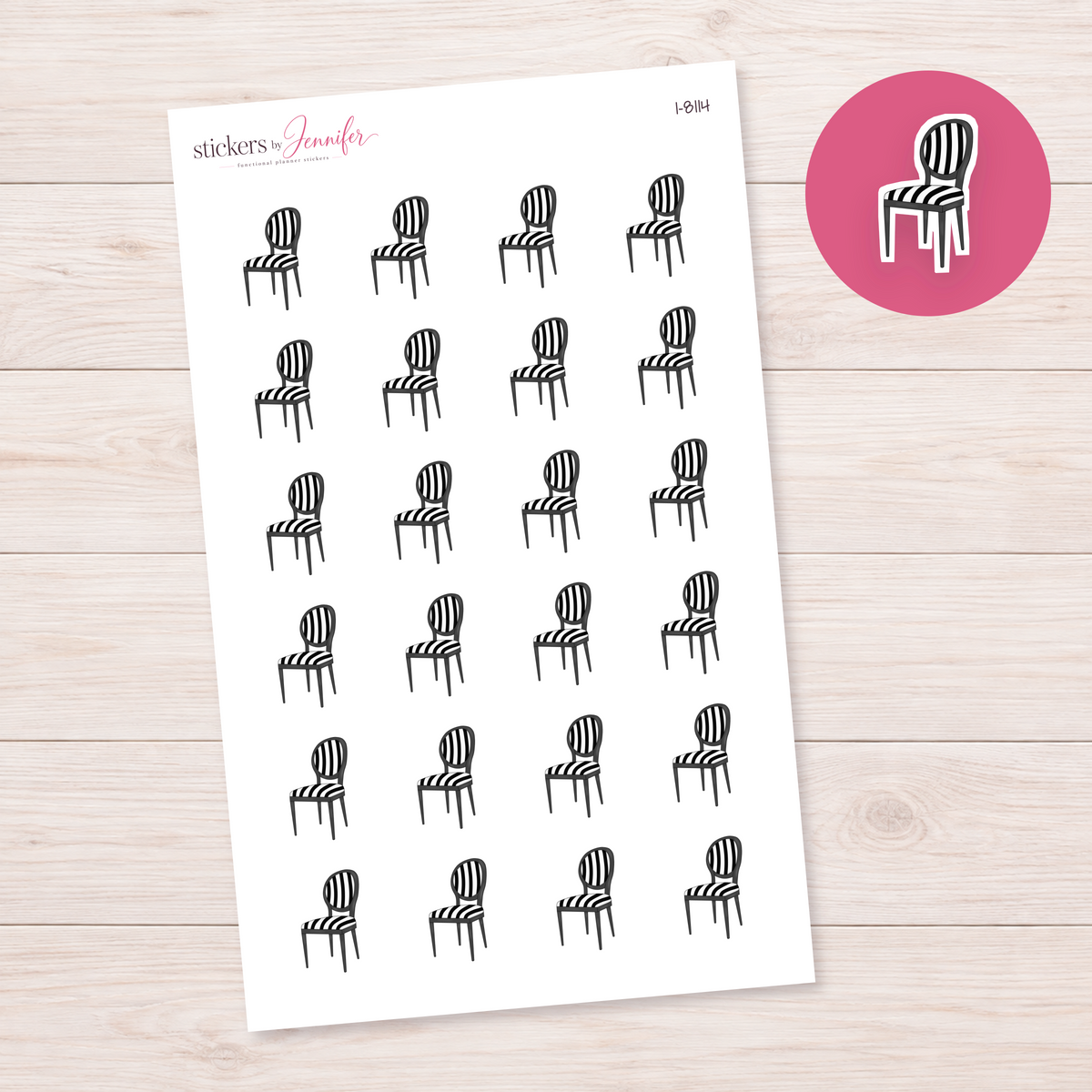 Striped Chair Planner Stickers | I-8114