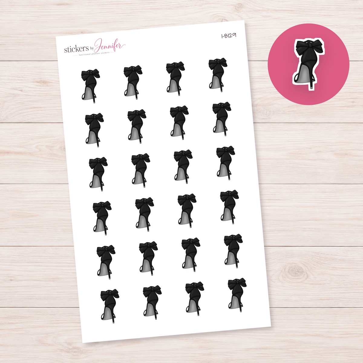 Black Bow Heel Planner Stickers | I-8129