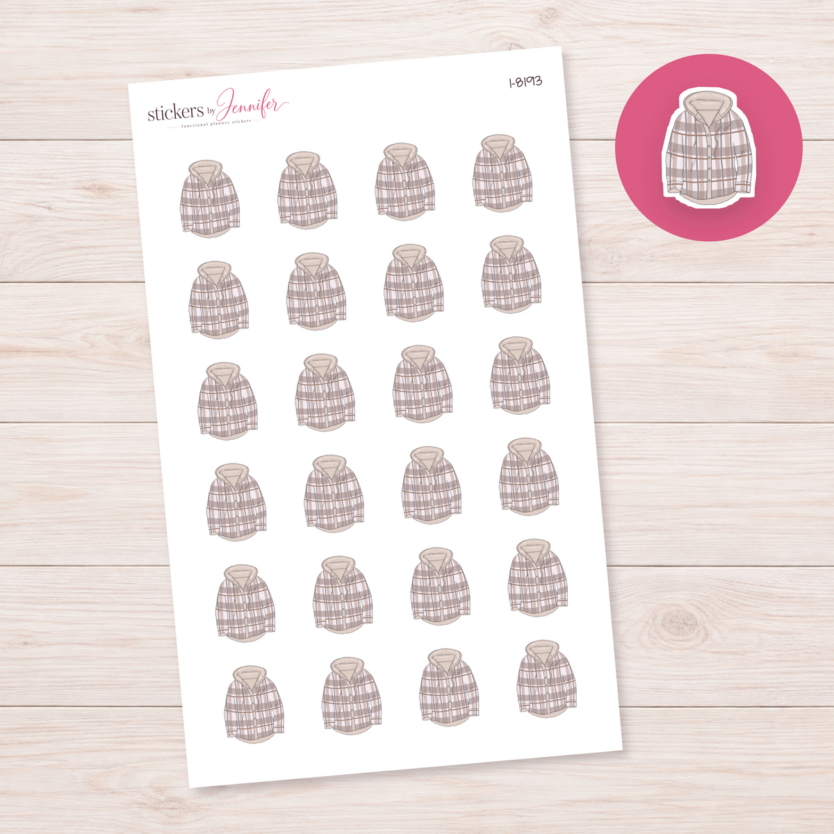 Plaid Hoodie Planner Stickers | I-8193
