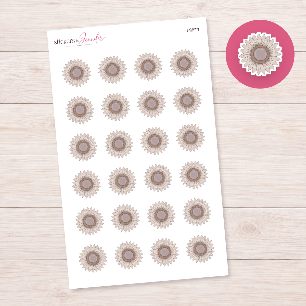 Neutral Sunflower Planner Stickers | I-8197