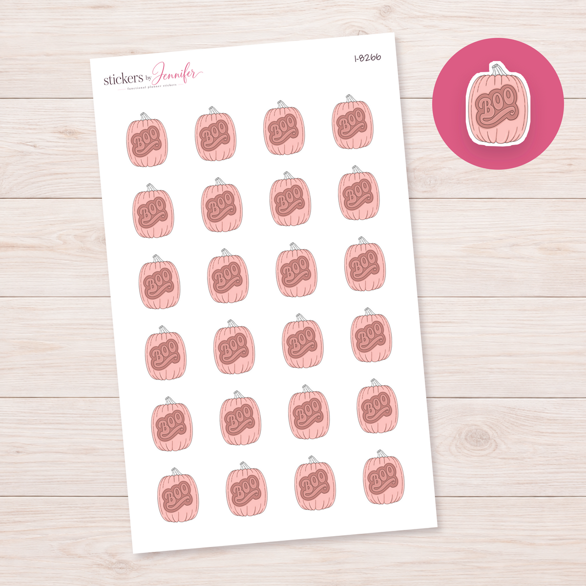 Pink Boo Pumpkin Planner Stickers | I-8266