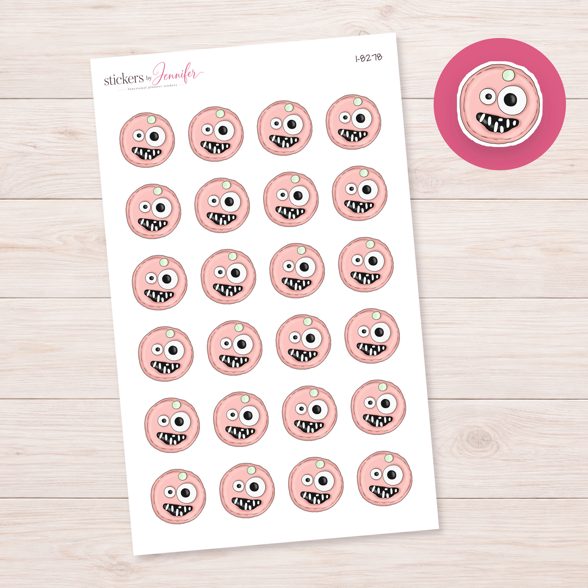 Pink Monster Cookie Planner Stickers | I-8278