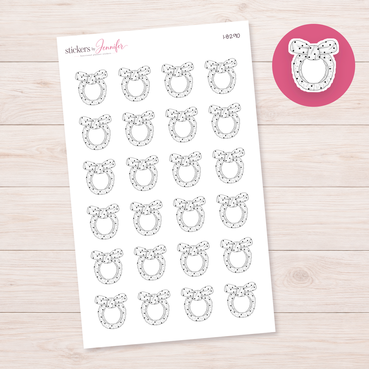 White Polka Dot Bow Headband Planner Stickers | I-8290