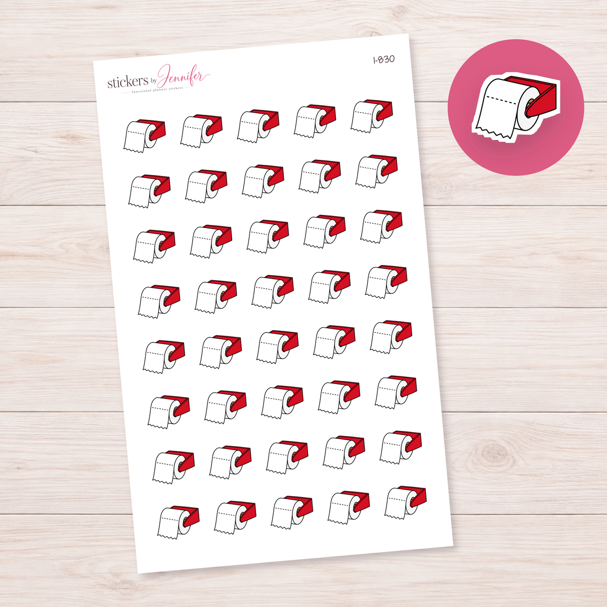 Red Toilet Paper Holder Planner Stickers | I-830