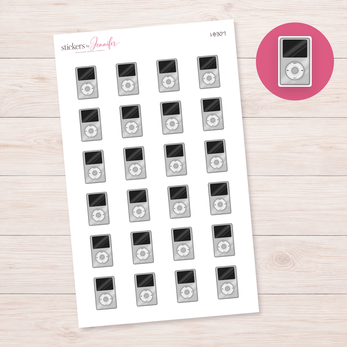 Silver Music Player Planner Stickers | I-8307