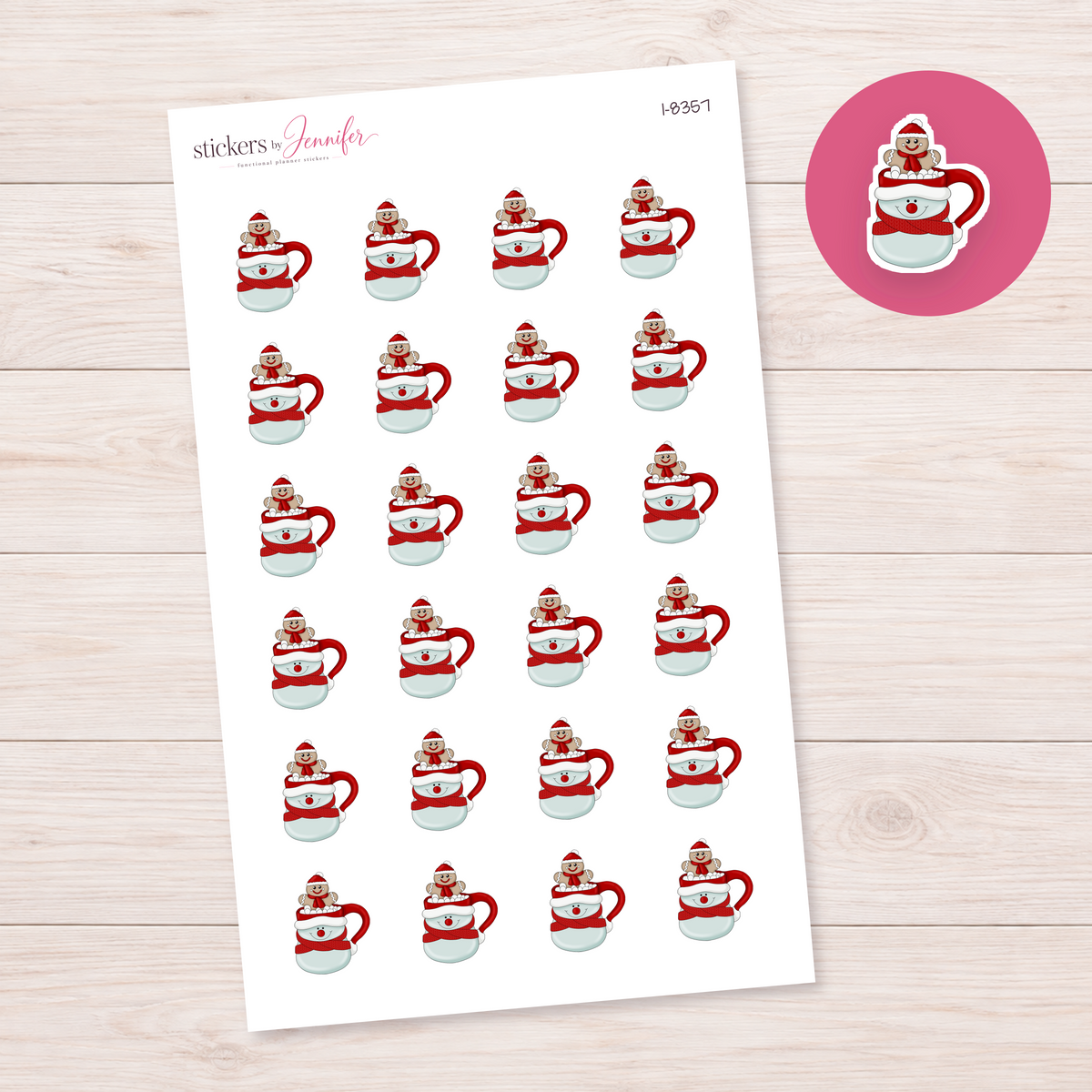Snowman Cocoa Mug Planner Stickers | I-8357