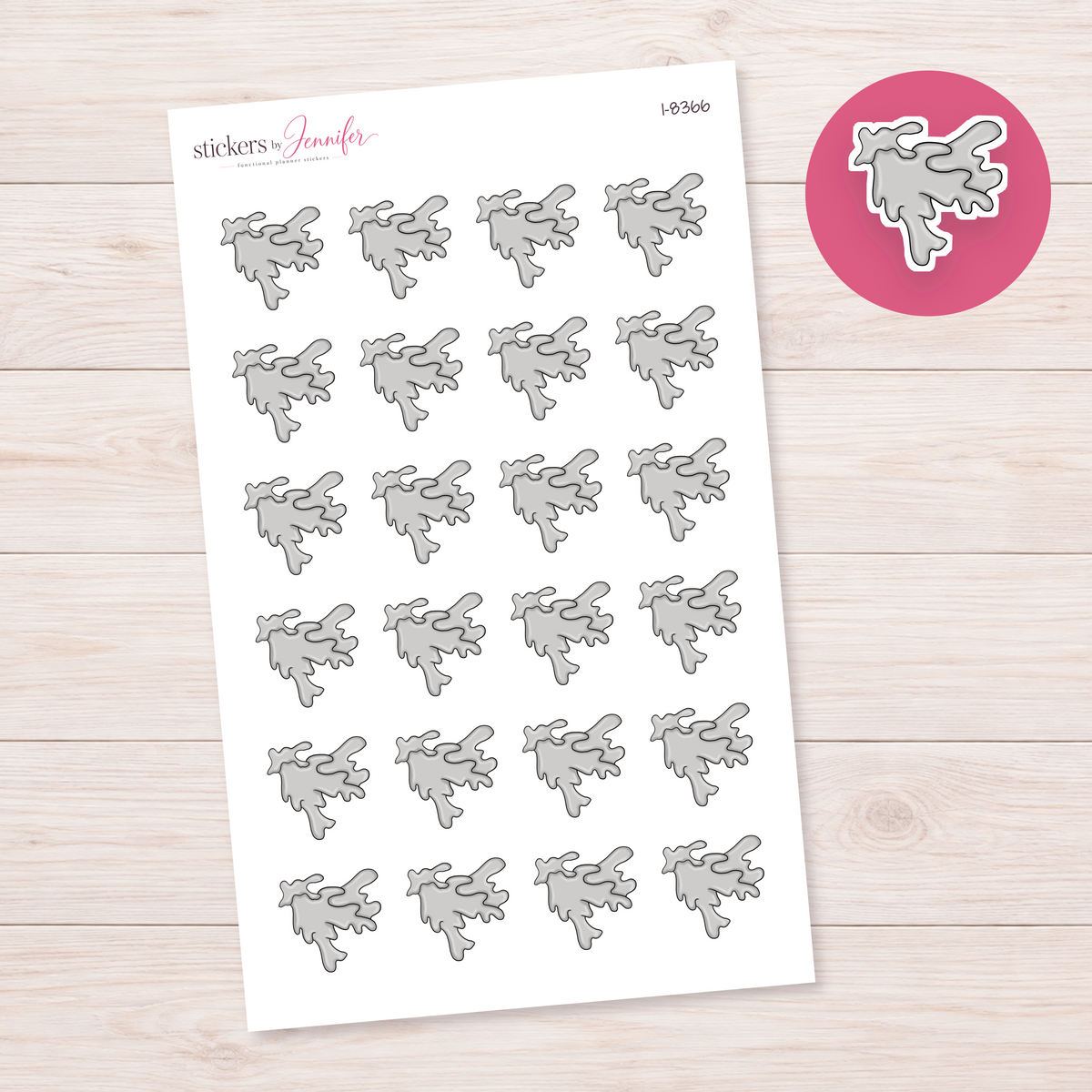 Gray Water Splash Planner Stickers | I-8366