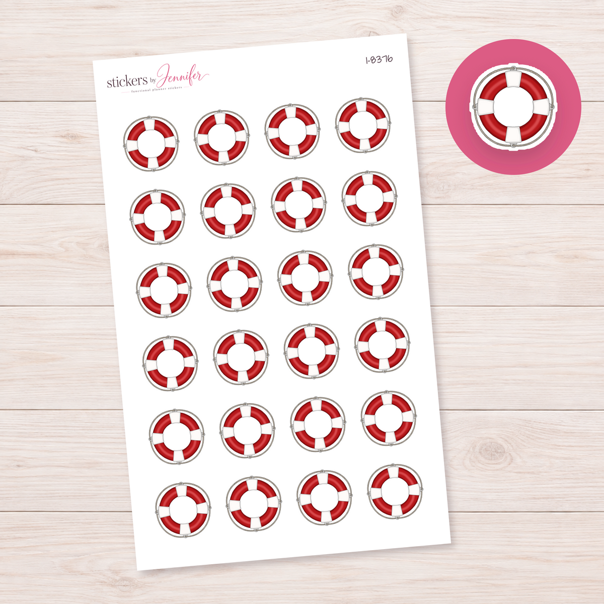 Red Life Ring Planner Stickers | I-8376