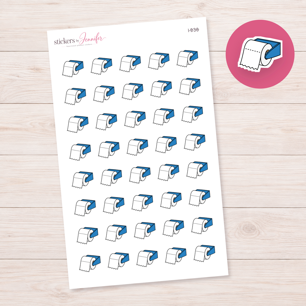 Blue Toilet Paper Holder Planner Stickers | I-838