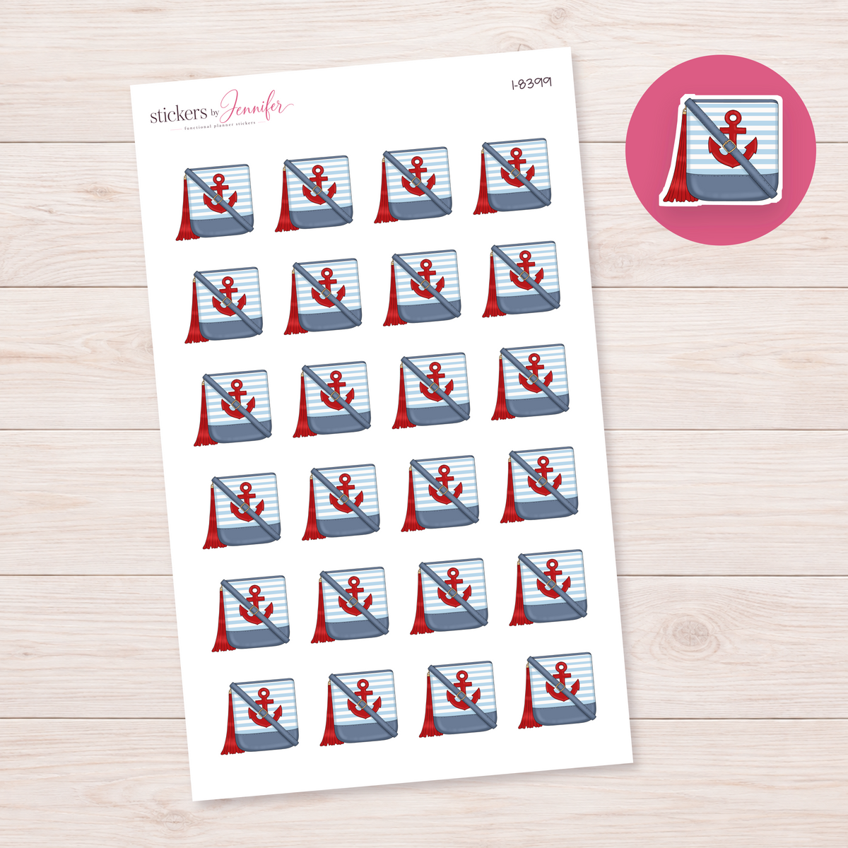 Nautical Shoulder Bag Planner Stickers | I-8399