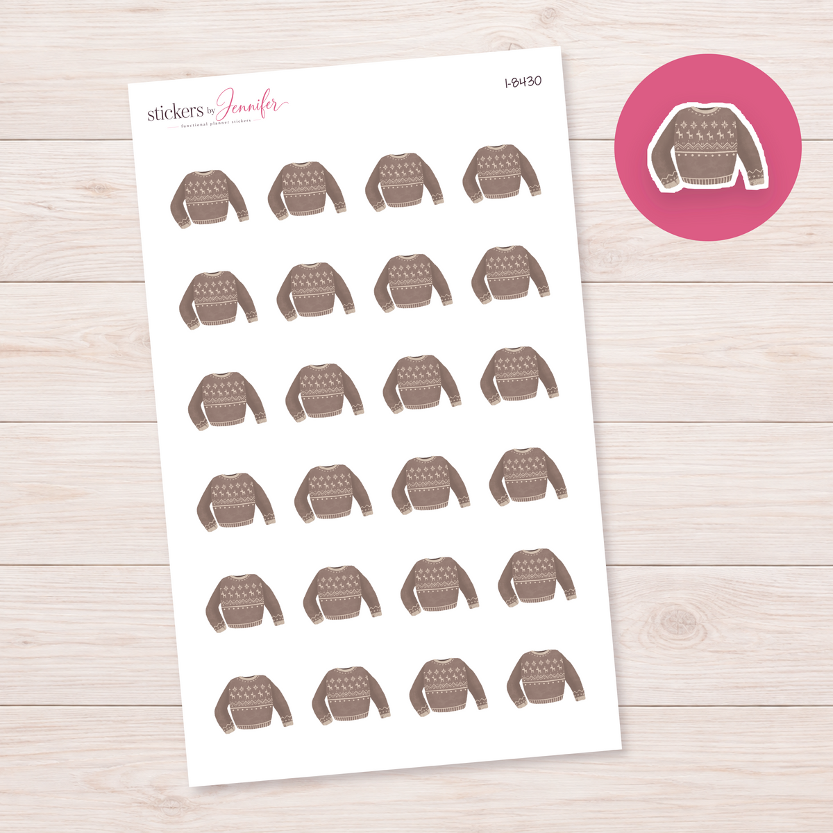 Brown Winter Pullover Planner Stickers | I-8430