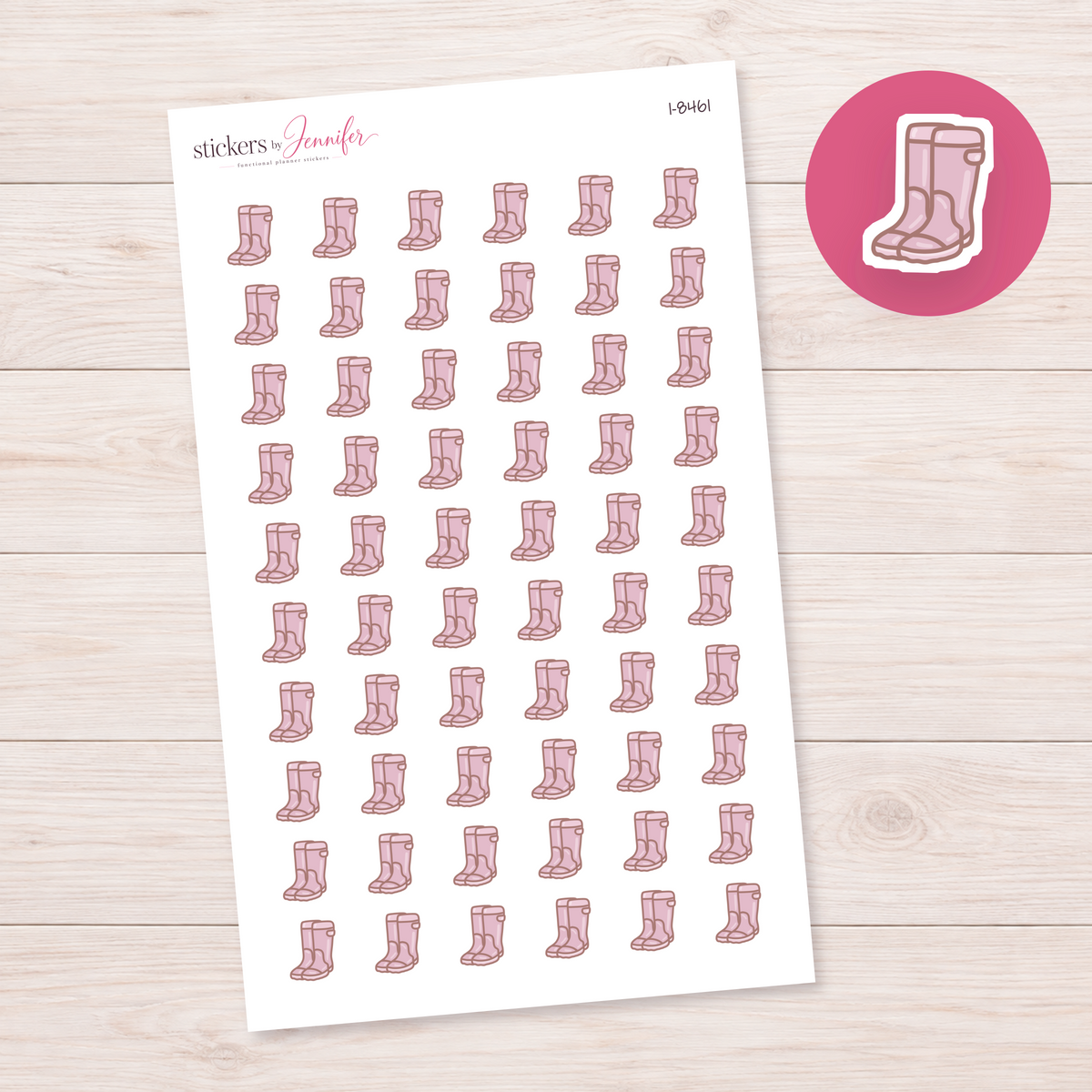 Pink Rain Boots Planner Stickers | I-8461