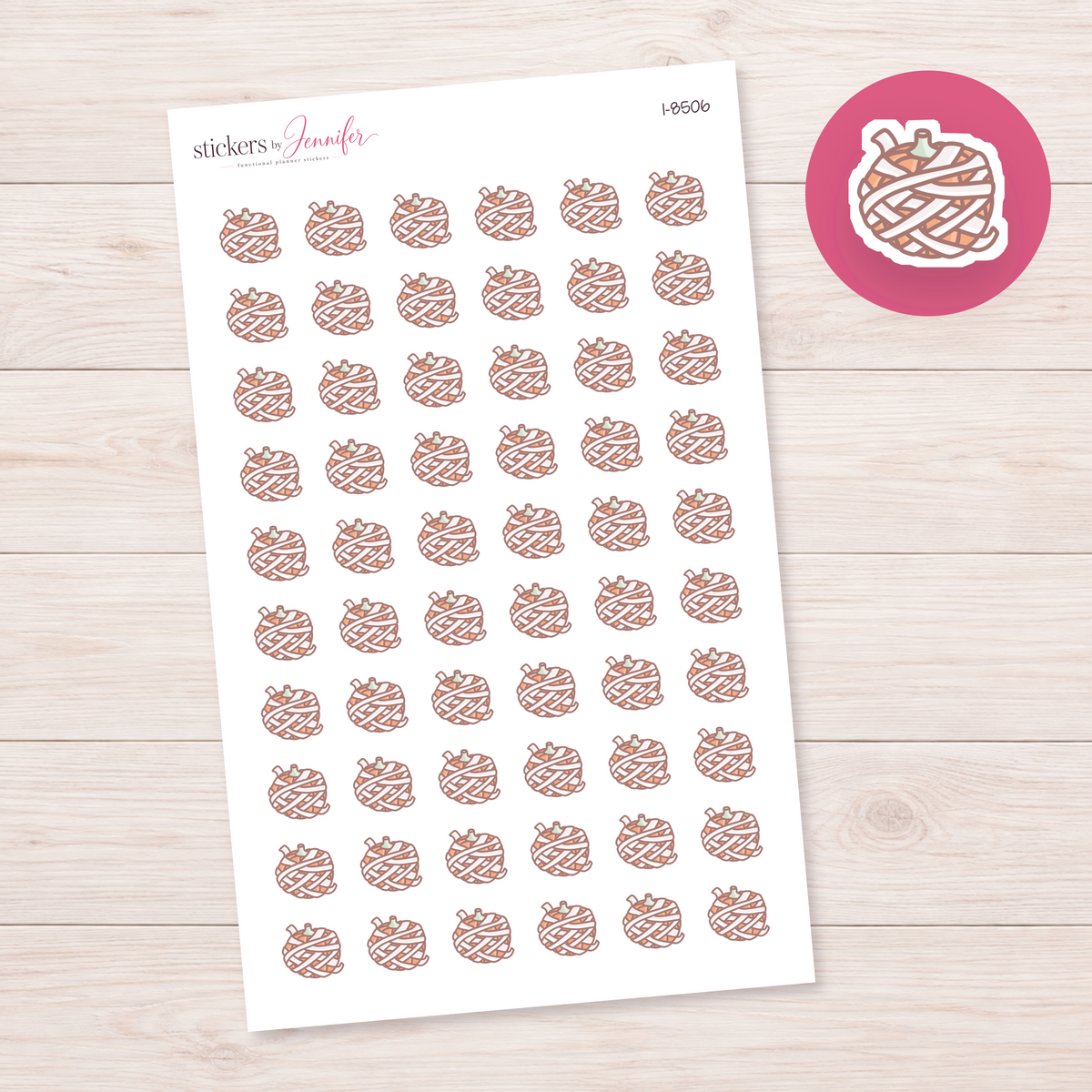 Wrapped Mummy Pumpkin Planner Stickers | I-8506