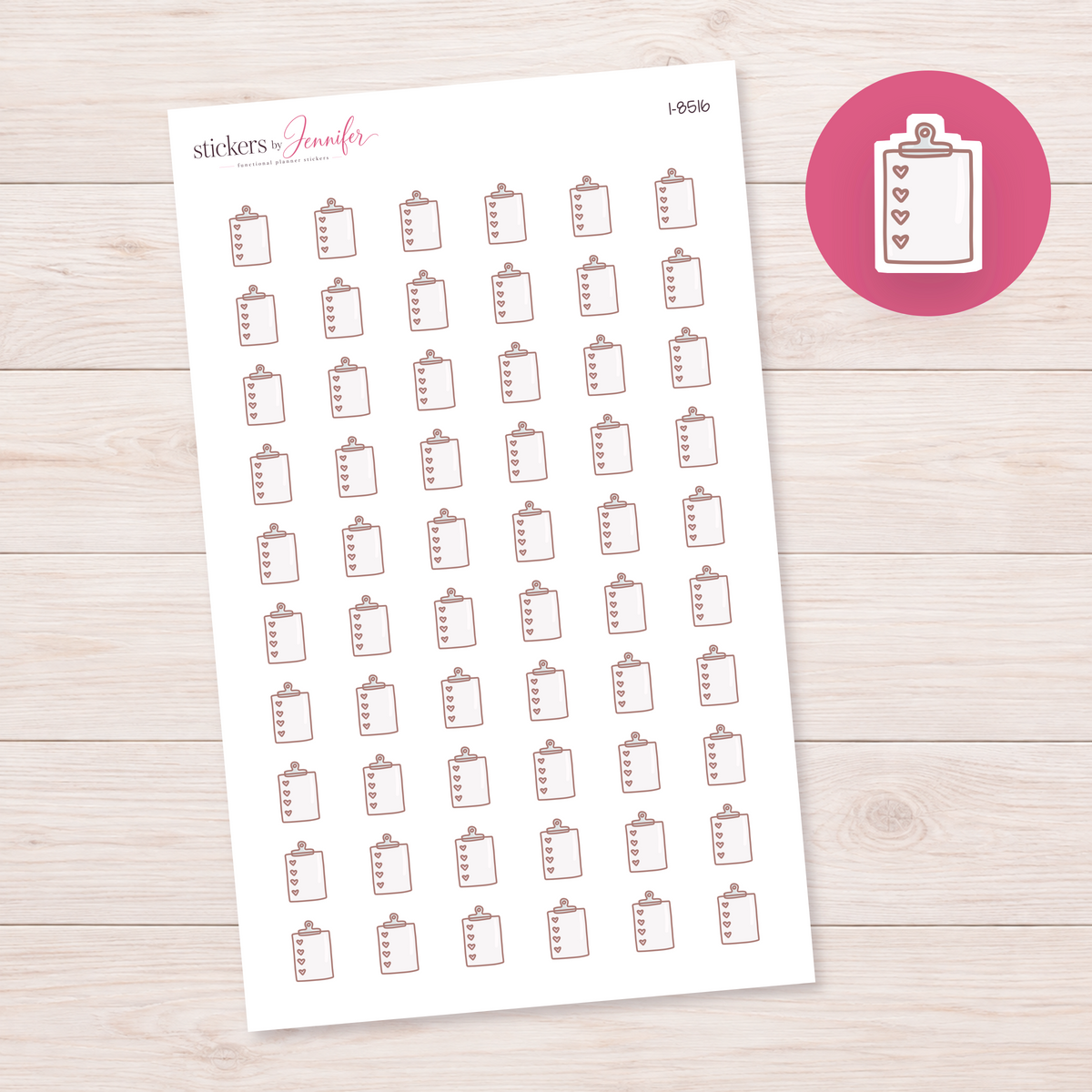 Heart Checklist Clipboard Planner Stickers | I-8516