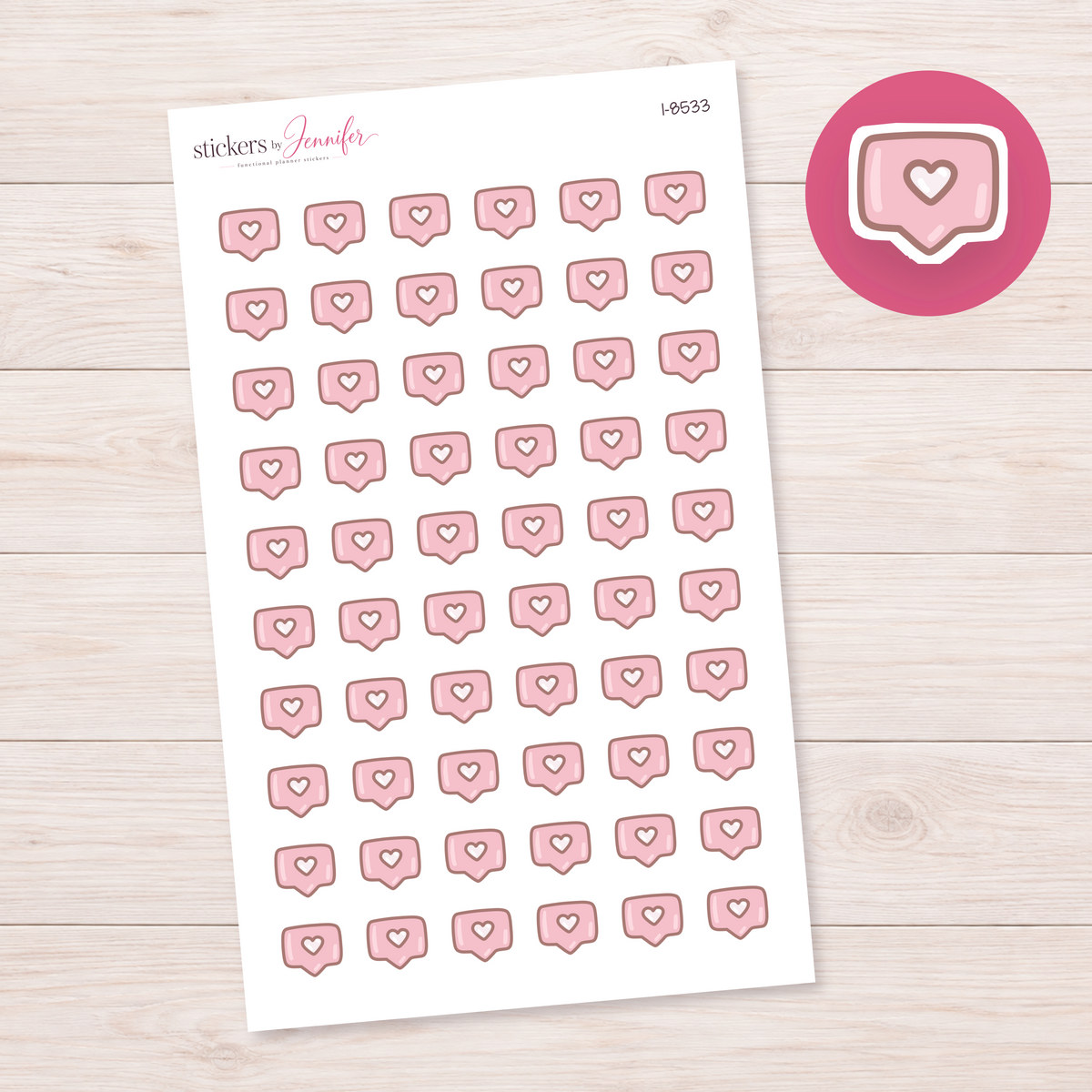 Heart Notification Bubble Planner Stickers | I-8533