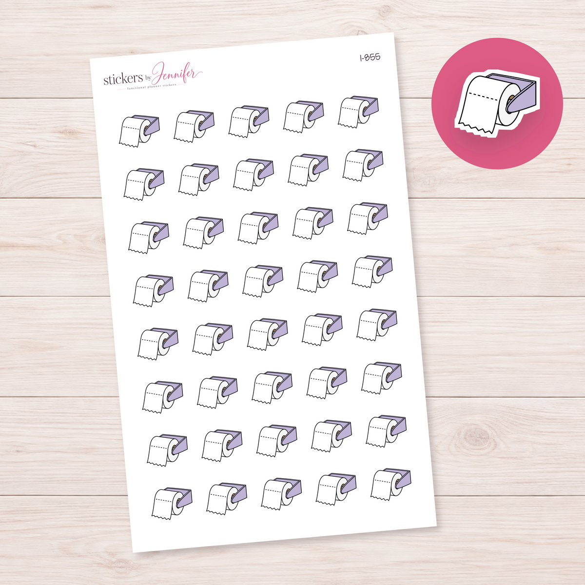 Lavender Toilet Paper Holder Planner Stickers | I-855