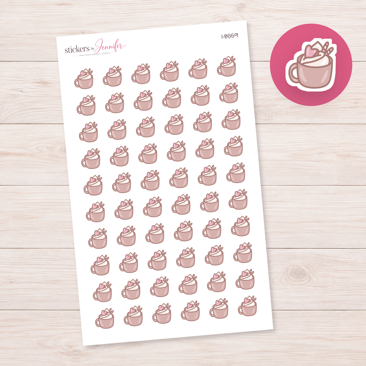 Heart Topped Cocoa Planner Stickers | I-8559