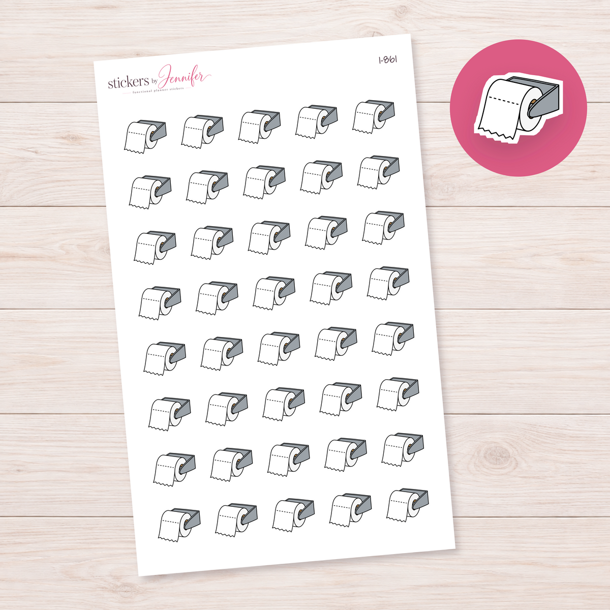 Gray Toilet Paper Holder Planner Stickers | I-861