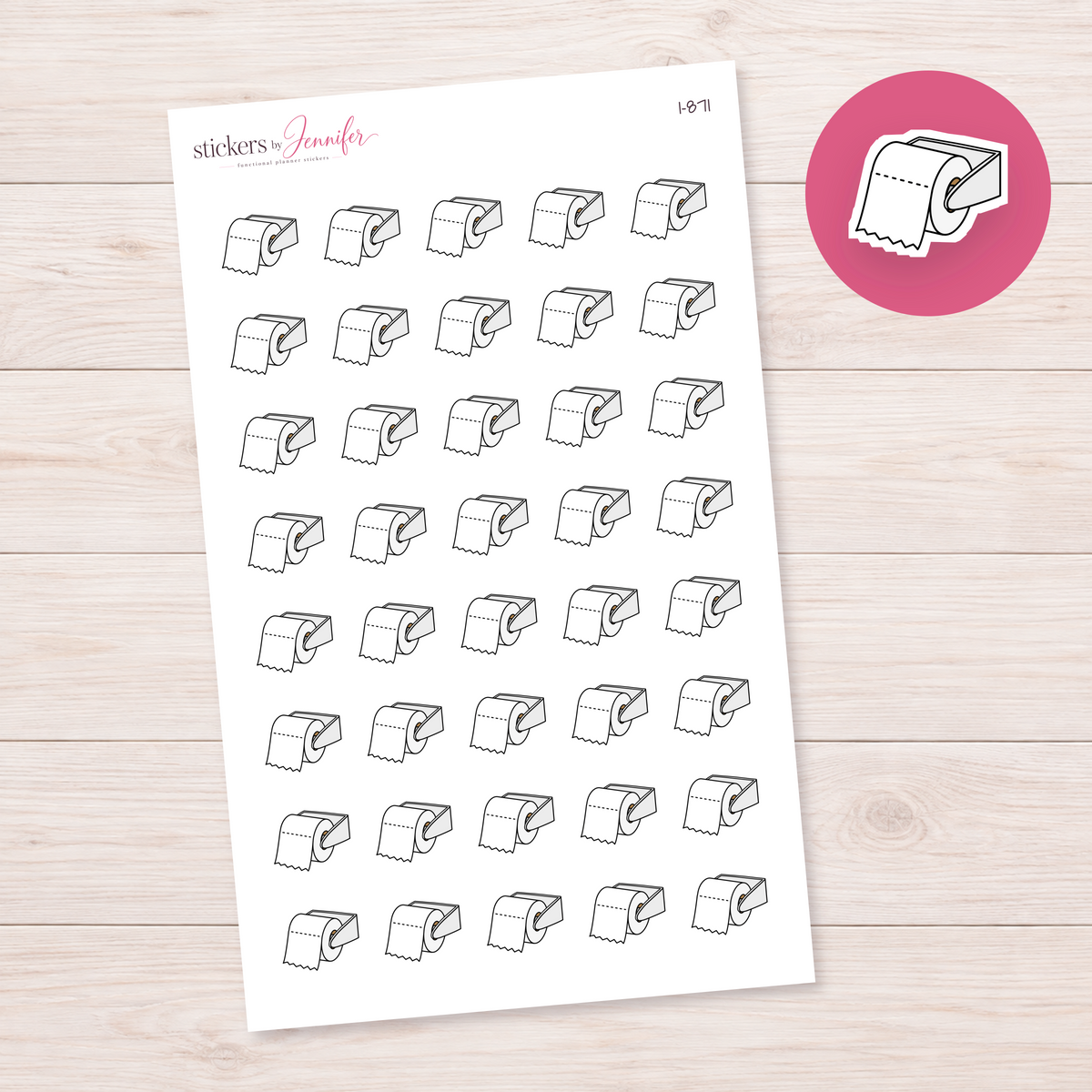 Pale Gray Toilet Paper Holder Planner Stickers | I-871