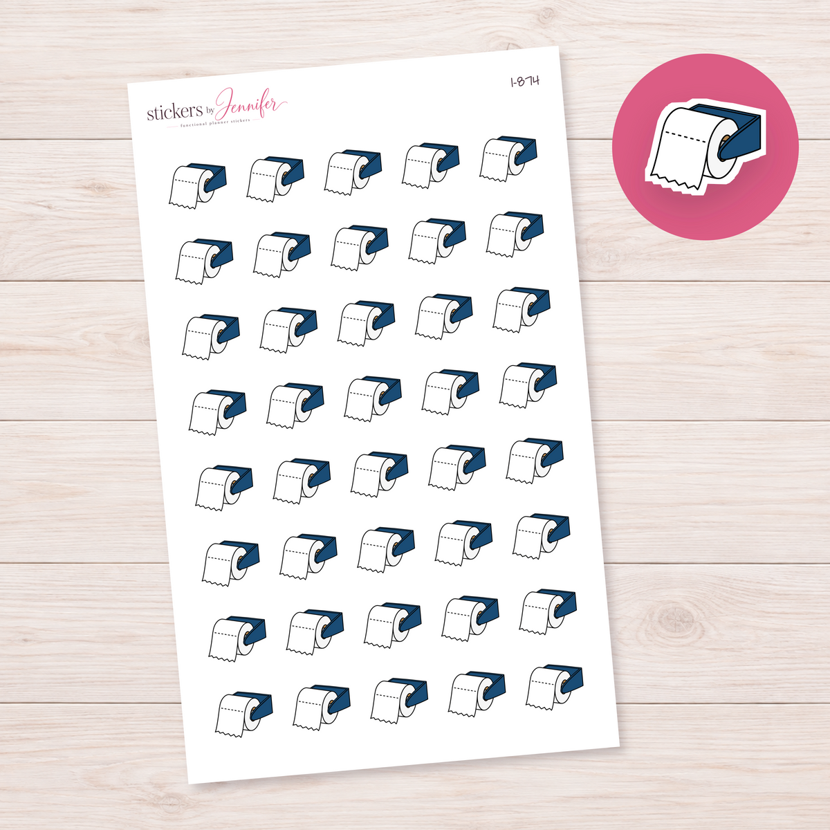 Navy Toilet Paper Holder Planner Stickers | I-874