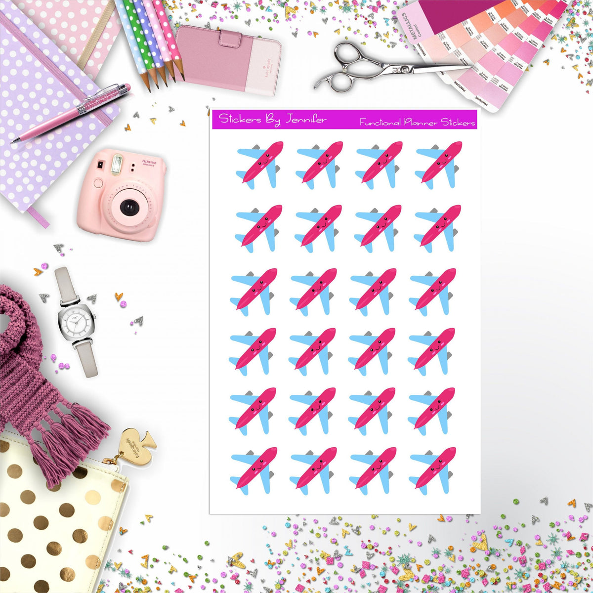Airplane Stickers, Planner Stickers, Journal Stickers, Functional Planner Stickers, Stationary Stickers