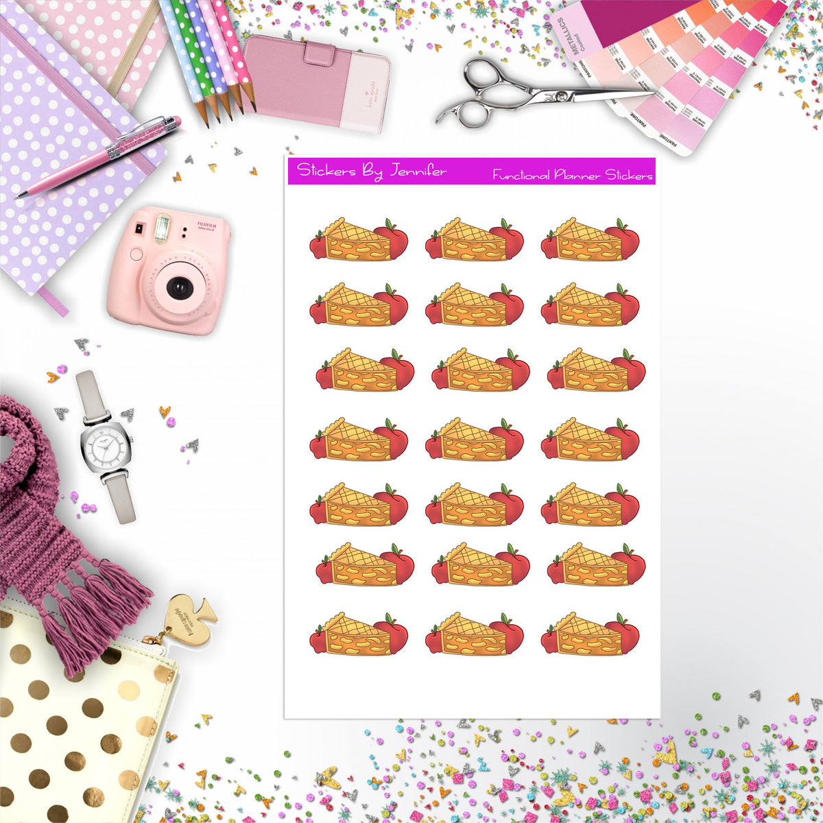 Apple Pie Stickers, Planner Stickers, Journal Stickers, Functional Planner Stickers, Stationary Stickers