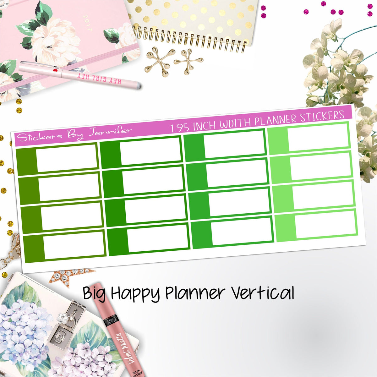 Appointment Labels 1.95 inch Width Quarter Boxes 709 for Big Happy Planner Vertical Planner Stickers