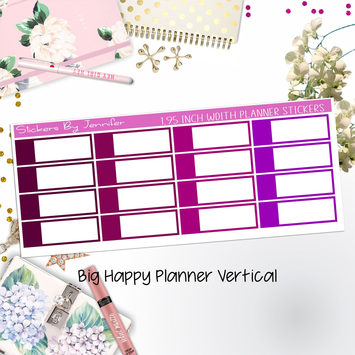 Appointment Labels 1.95 inch Width Quarter Boxes 716 for Big Happy Planner Vertical Planner Stickers