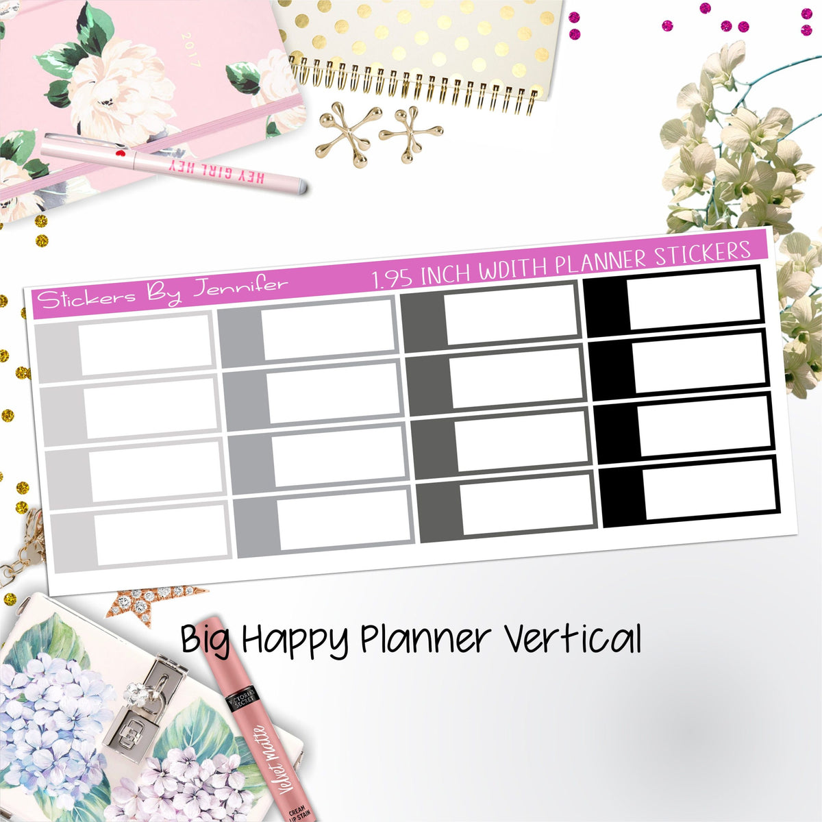 Appointment Labels 1.95 inch Width Quarter Boxes 725 for Big Happy Planner Vertical Planner Stickers
