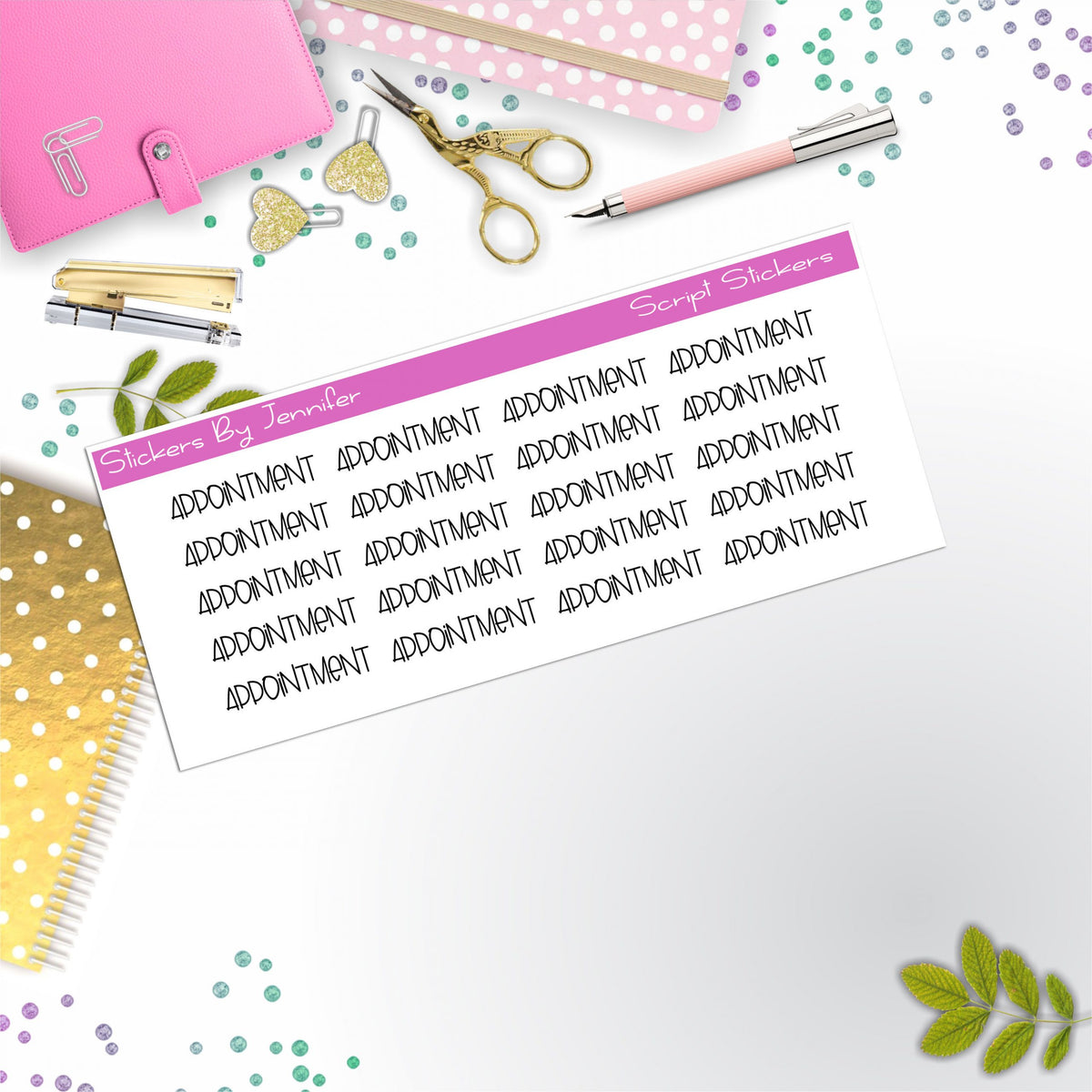 Appointment Script Stickers, Typography Stickers, Planner Stickers